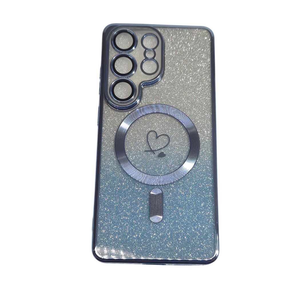 Glitter Magnetic Phone Case Blue Heart for Samsung Galaxy S26 Ultra